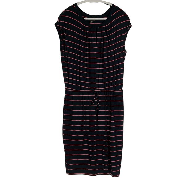 Banana Republic Factory Womens Striped Mini Dress Tie Waist, Blue/Pink, Medium - Picture 2 of 12